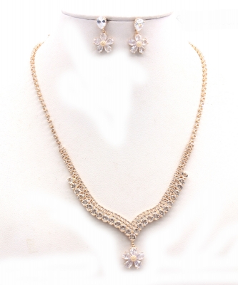 Crystal Rhinestone Jewelry Set for Women NB300623 GOLD CL